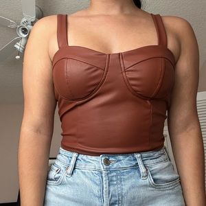 Cropped corset. From Marshall’s. Size S. Burnt orange. Faux Leather. New w/tags